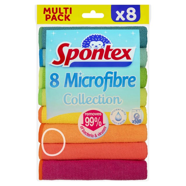Spontex Microfibre Cloths Value Pack 8 per pack GOODS M&S