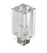 Clear Glass Perspective Vase, 28.5cm Height x 14cm Width x 14cm Depth