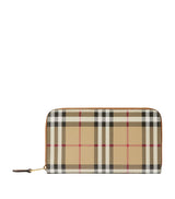 Burberry Check Zipped Leather Wallet