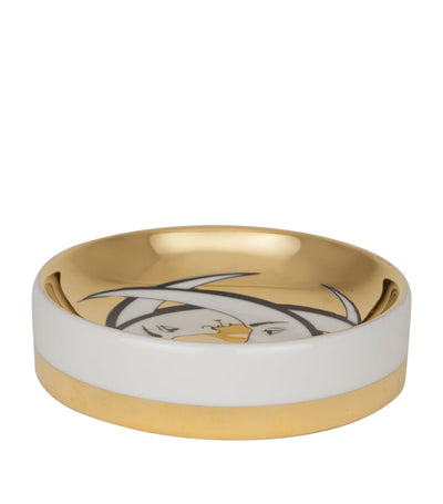 Porcelain Ashtray with Interwoven Crescents Design 3.5cm x 13cm