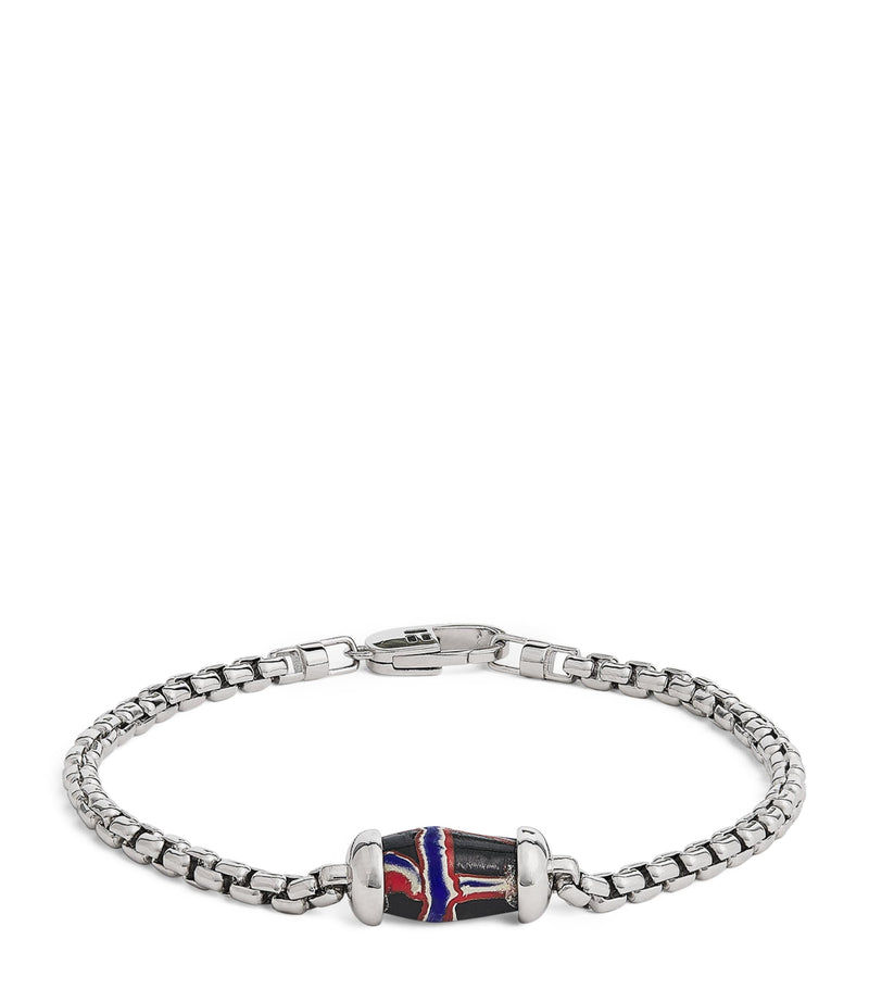 Tateossian sterling silver French cross chain bracelet (British brand)