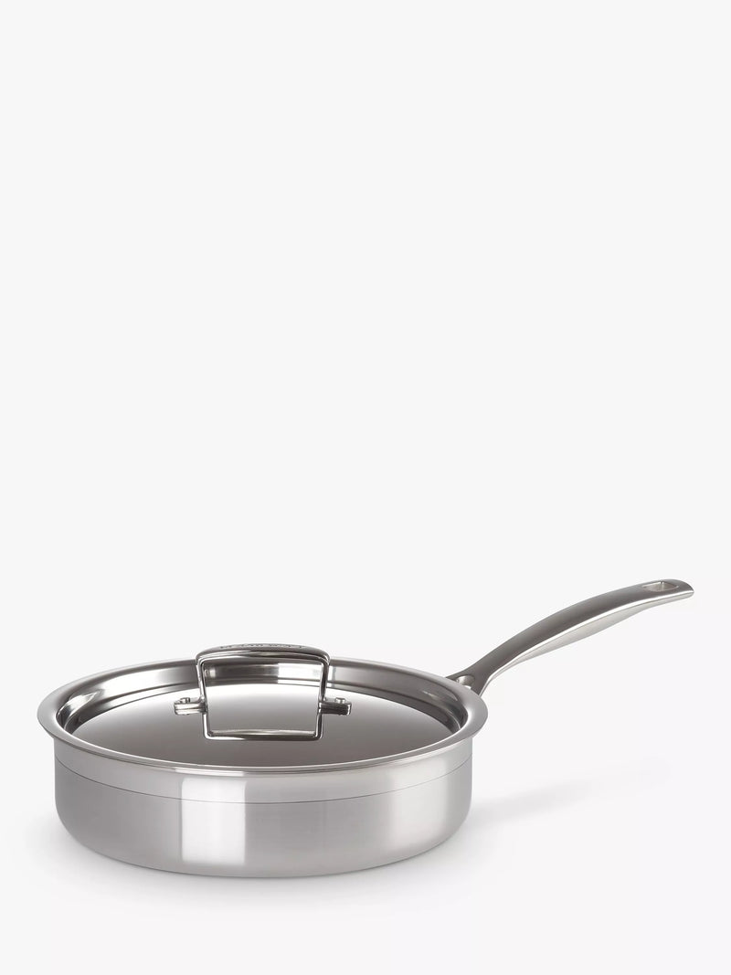 Le Creuset 3-Ply Stainless Steel Sauté Pan with Lid 24cm, UK version