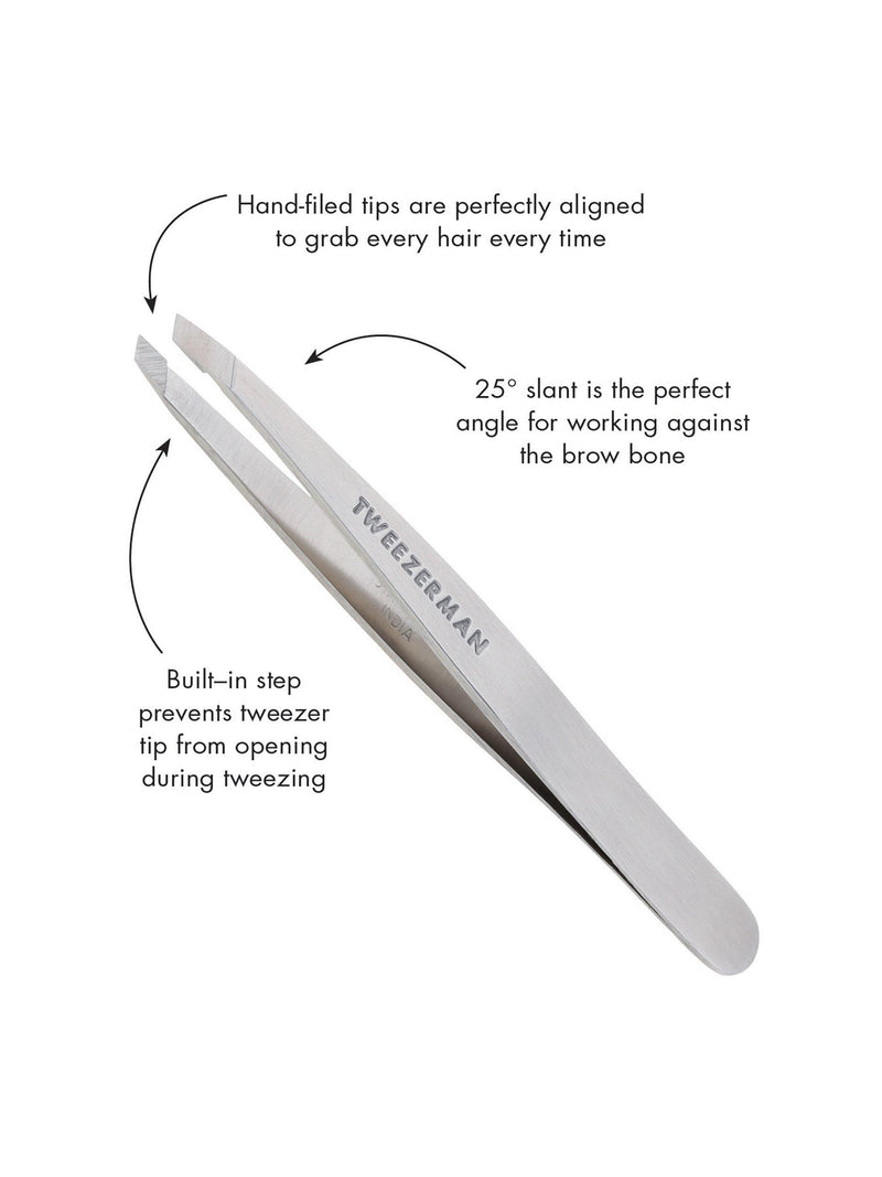 Tweezerman stainless steel slant tweezers for brow shaping (British brand)