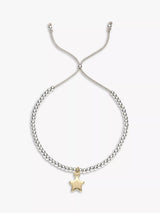 Adjustable Beaded Star Bracelet in Silver and Gold Two-Tone