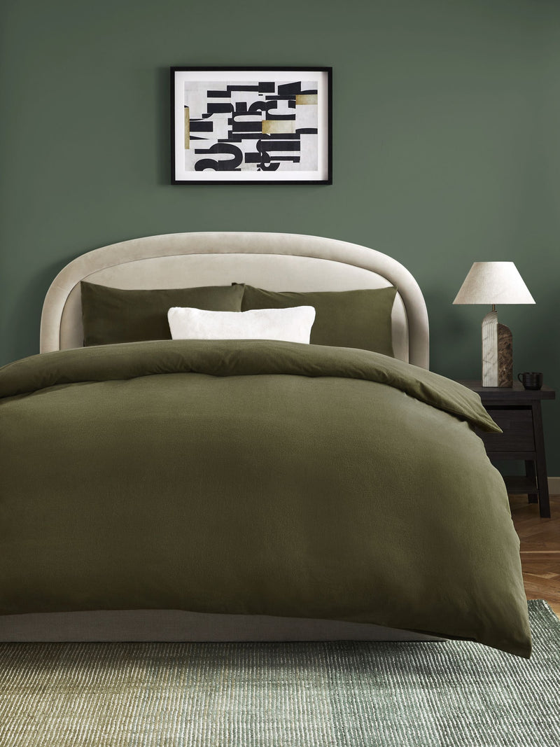 Dark green duvet cover and pillowcase set - British product