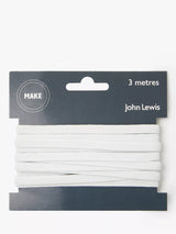 White Elastic Cord 6mm Width, 3 Metres Long, Polypropylene/Rubber Blend