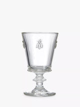Large Stemmed Glass with Bee Design, Set of 6, Clear