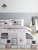 Catherine Lansfield Blush Pink Sleep Dreams Duvet Cover and Pillowcase Set