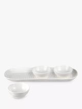 Porcelain Dip Bowls Set with Tray, 3-Piece, White
