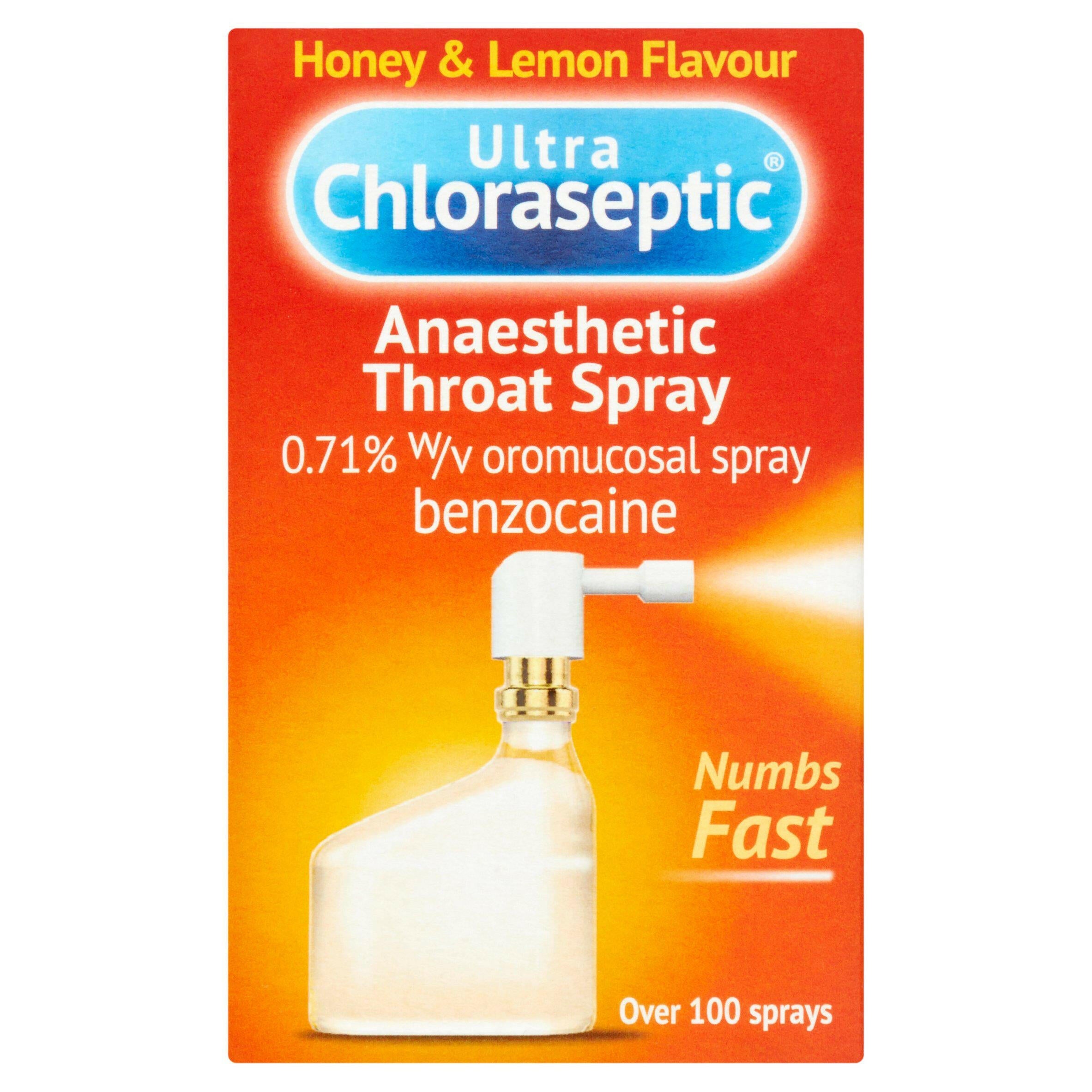 Ultra Chloraseptic Anaesthetic Throat Spray Honey & Lemon Flavour 15ml GOODS Sainsburys