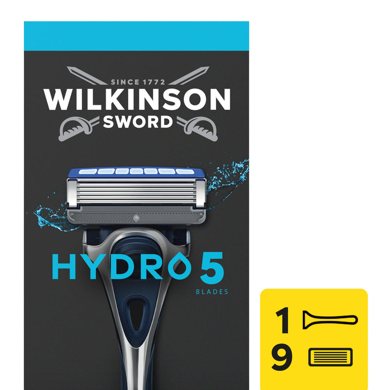Men's Manual Razor with 5 Carbon Coated Blades and 9 Refills