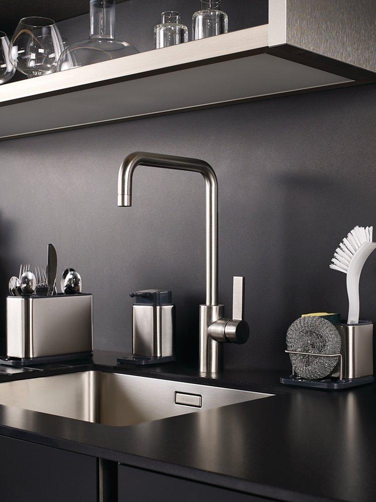 Joseph Joseph surface sink tidy with compartments for detergent and brushes, UK version