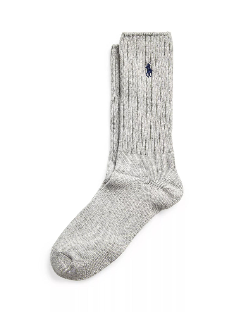 Polo Ralph Lauren ribbed cotton socks, grey, one size, imported from the UK