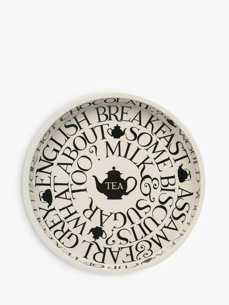 Emma Bridgewater round tea tray with Black Toast pattern, 30cm - British product