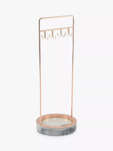 8-Hook Jewellery Stand with Marble Effect Base in Rose Gold