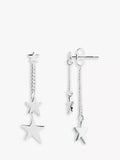Joma Jewellery silver star drop earrings with chain pendants, UK version