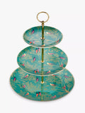 Sara Miller green fine china 3-tier cake stand with bird motifs (British brand)