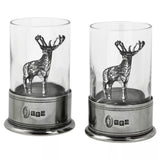 English Pewter Company Crystal Stag Shot Glasses Set of 2