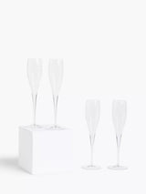 Set of 4 Sparkling Wine Flutes in Clear High-Tech Crystal Glass, 175ml Capacity