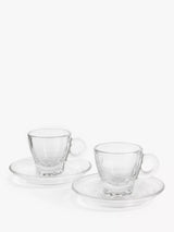Glass Espresso Cup and Saucer Set, 2-Piece, 70ml Capacity, Clear