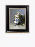 Brookpace Lascelles 'Stacked China' framed canvas blue/white 25 x 20cm - British product