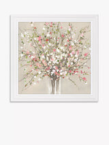 John Lewis Asia Jensen Peach Blossom Framed Floral Print Pink 81 x 81cm