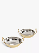 John Lewis Kainoosh Stainless Steel Gold Balti Serving Dish Set 2 18cm