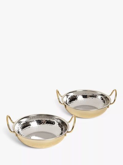 John Lewis Kainoosh Stainless Steel Gold Balti Serving Dish Set 2 18cm