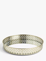 John Lewis Round Ornate Border Mirror Tray Gold Serving Tray 36cm