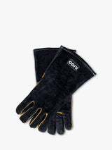 Heat-Resistant Leather Pizza Oven and BBQ Gloves, Black