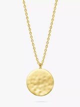 Hammered Disc Pendant Necklace in Gold