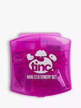 Mini Desk Stationery Set with Tape Dispenser, Scissors, Stapler, and Sharpener in Pink