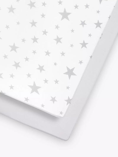 Snüz Baby Star Cot Sheet Set 2 Piece White Grey 140x70cm