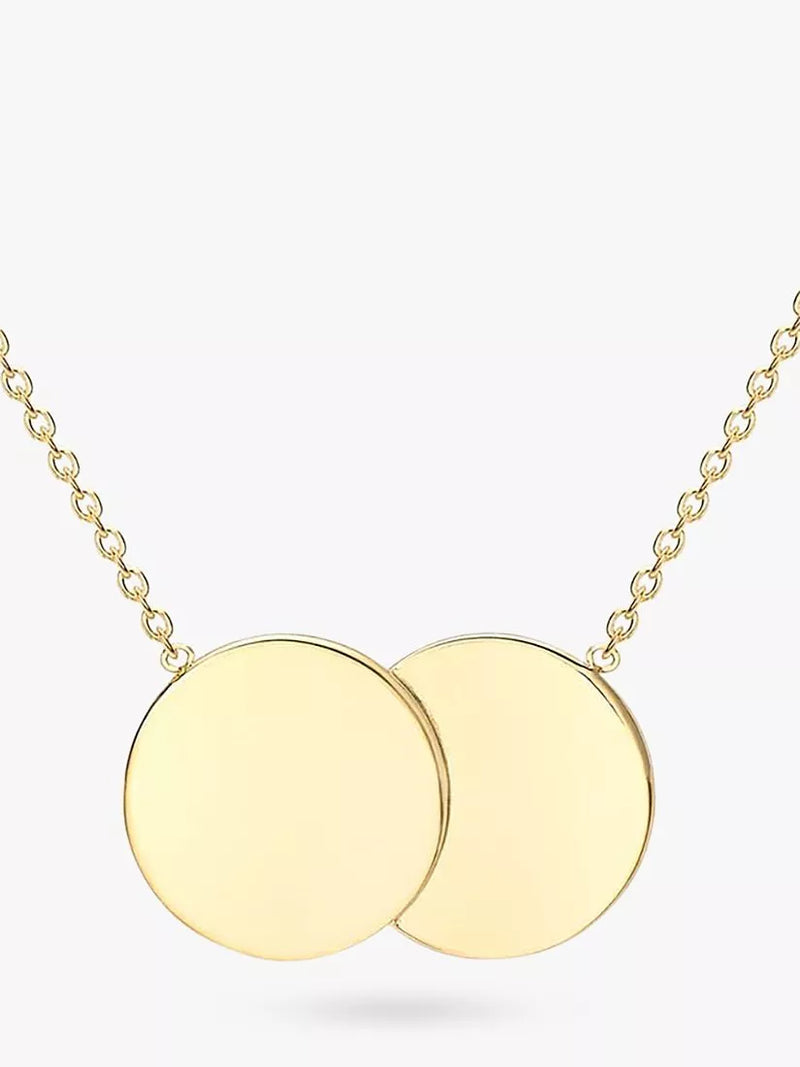 IBB personalised 9ct gold double disc initial pendant necklace, UK version