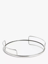 Stainless Steel Round Mirror Serving Tray, 35cm, Silver