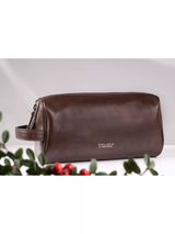 John Lewis Vegetable Tan Leather Wash Bag 25x11x13cm