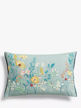 John Lewis Meadow Border Cushion Duck Egg Embroidered Cushion