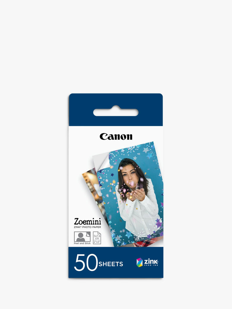 Canon Zink sticky-backed photo paper, 50 sheets, 2 x 3 inches - British product