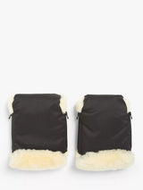 John Lewis Natural Lambskin Lined Mitts Black Pushchair Hand Muffs