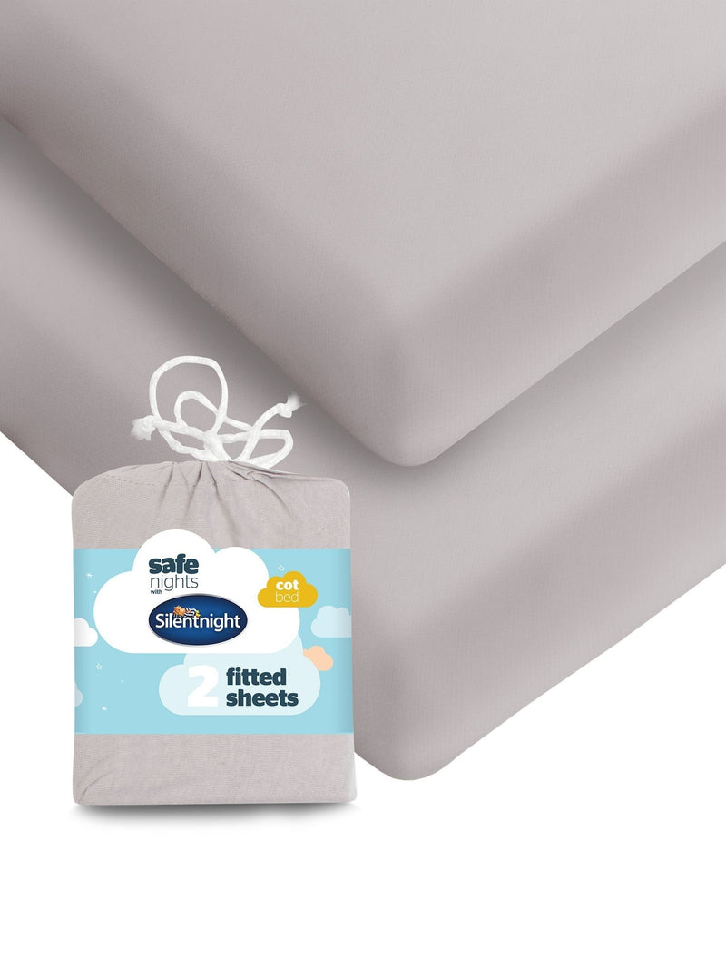 Silentnight grey cot bed fitted sheets 2 pack (British brand)