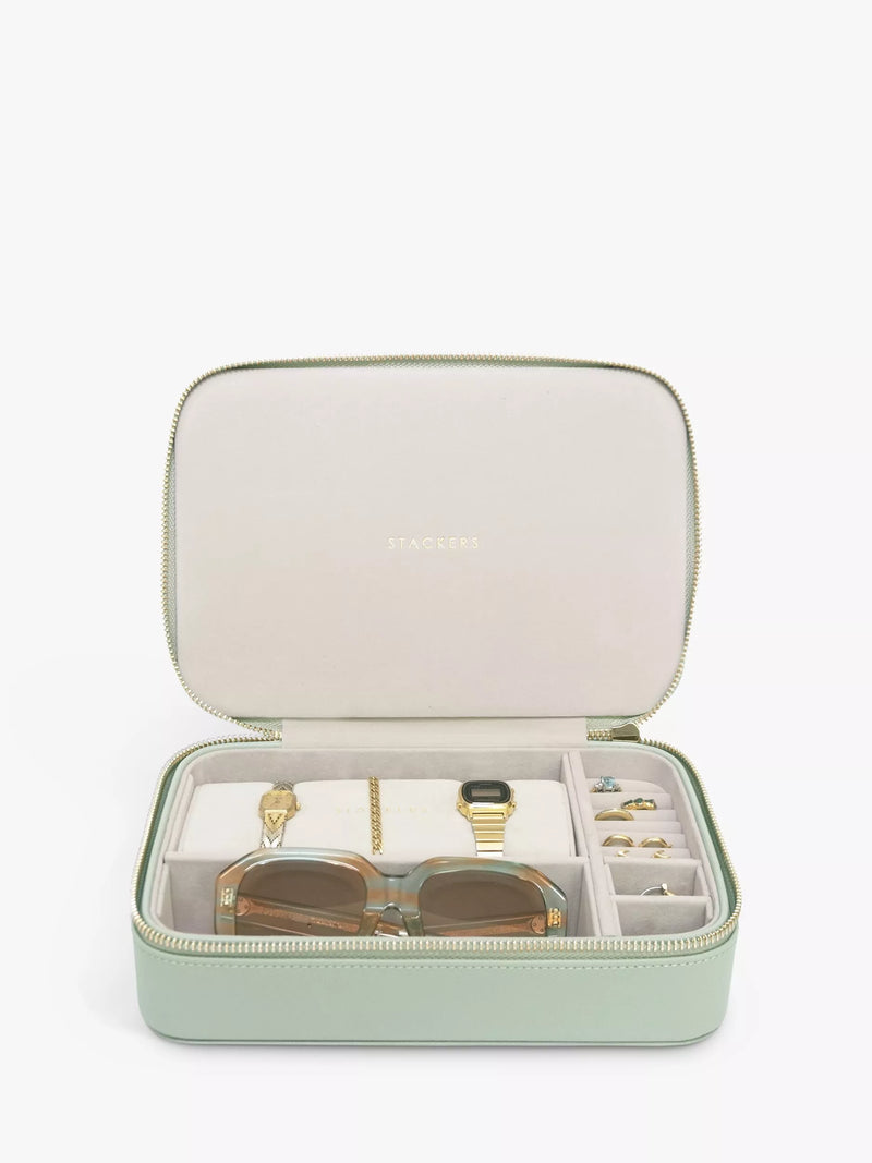Stackers Jewellery Travel Case in sage green (British brand)