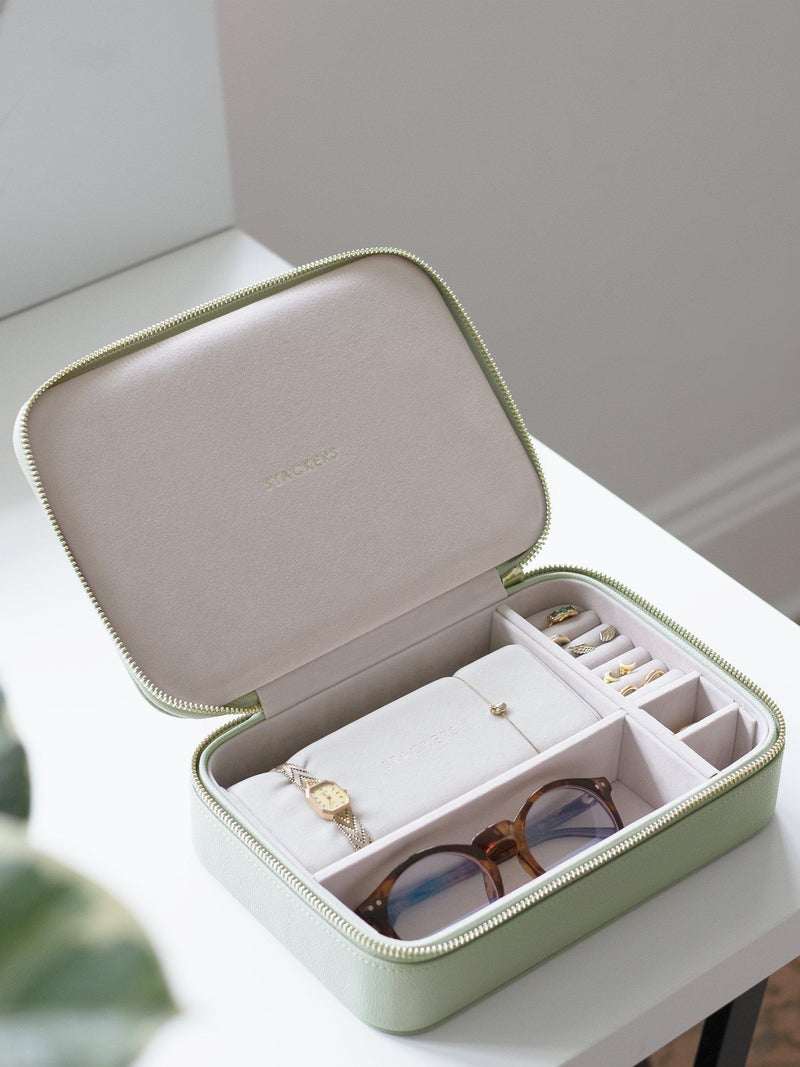 Stackers Jewellery Travel Case in sage green (British brand)