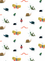 Garden Friends Insect-Themed Wallpaper with Expressive Character Drawings
