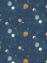 Space-Themed Wallpaper with Planets and Metallic Stars for Bedrooms