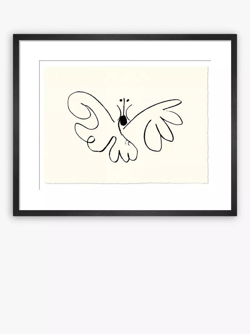 John Lewis Pablo Picasso 'Papillon' Butterfly Sketch Framed Print, 37 x 47cm, Black/White
