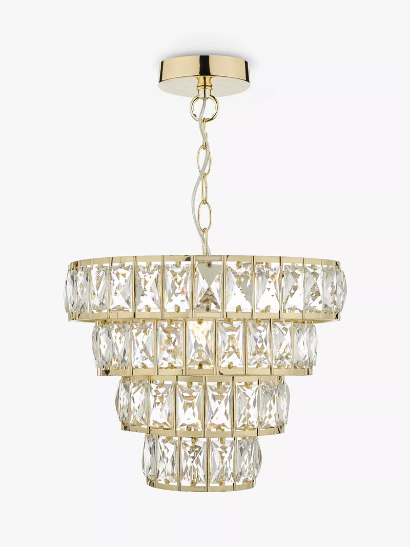 Där Cerys crystal chandelier ceiling light in gold - British product