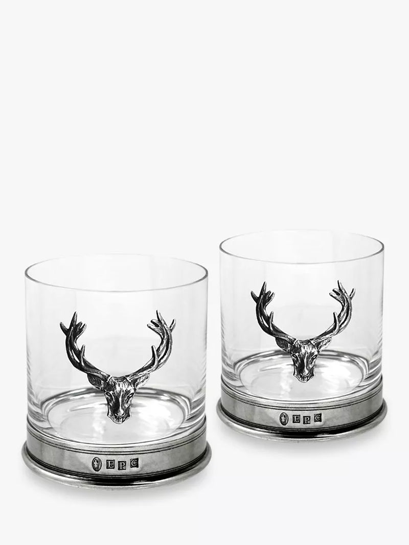 English Pewter Company stag design pewter tumblers set of two - British product