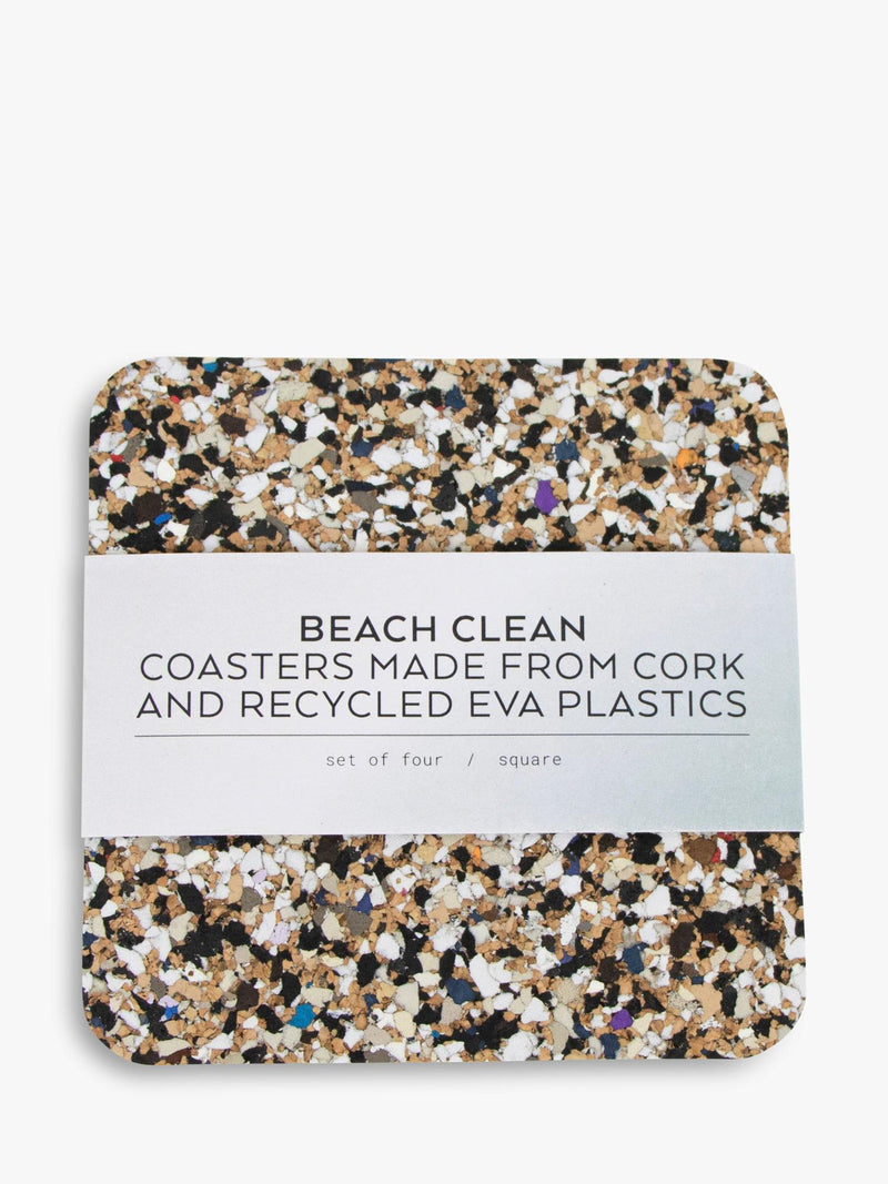 LIGA Beach Clean cork square coasters multi set of 4, UK version