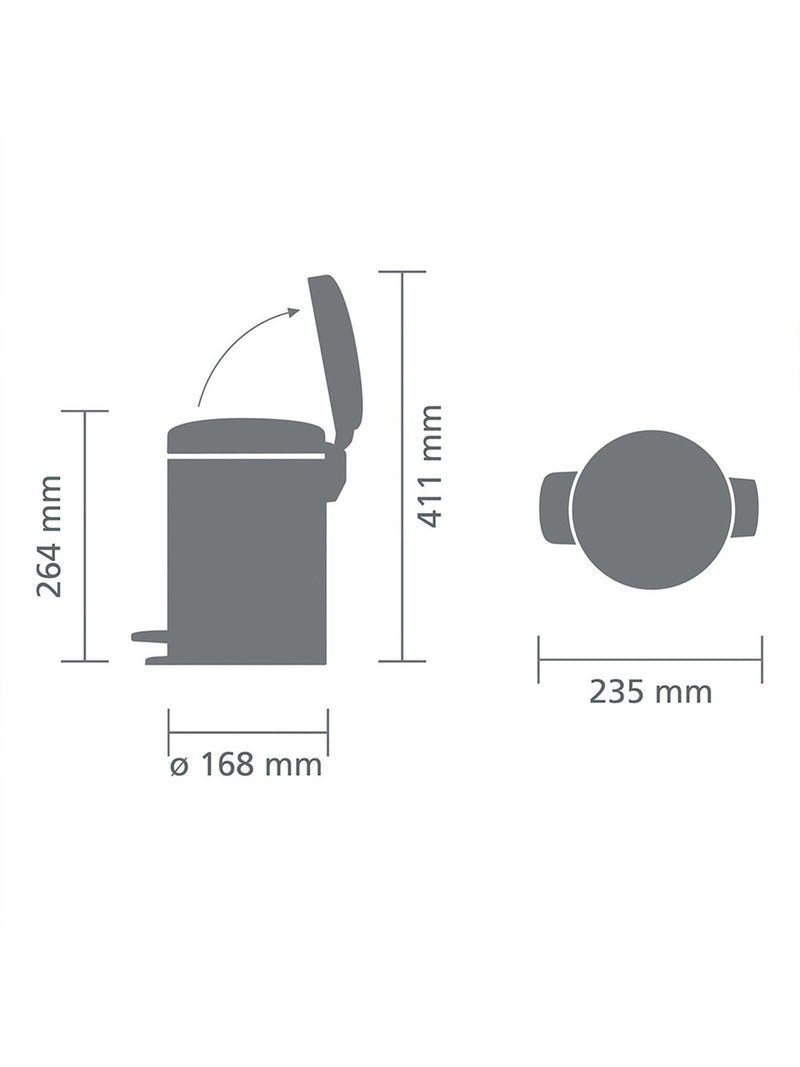 Brabantia pedal bin with removable inner bucket, 3 litre - British product