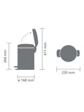 Brabantia pedal bin with removable inner bucket, 3 litre - British product